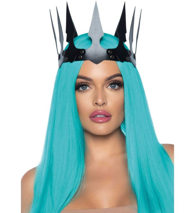 LEG AVENUE - SYNTHETIC LEATHER MALEFICENT CROWN WITH STUDS BLACK