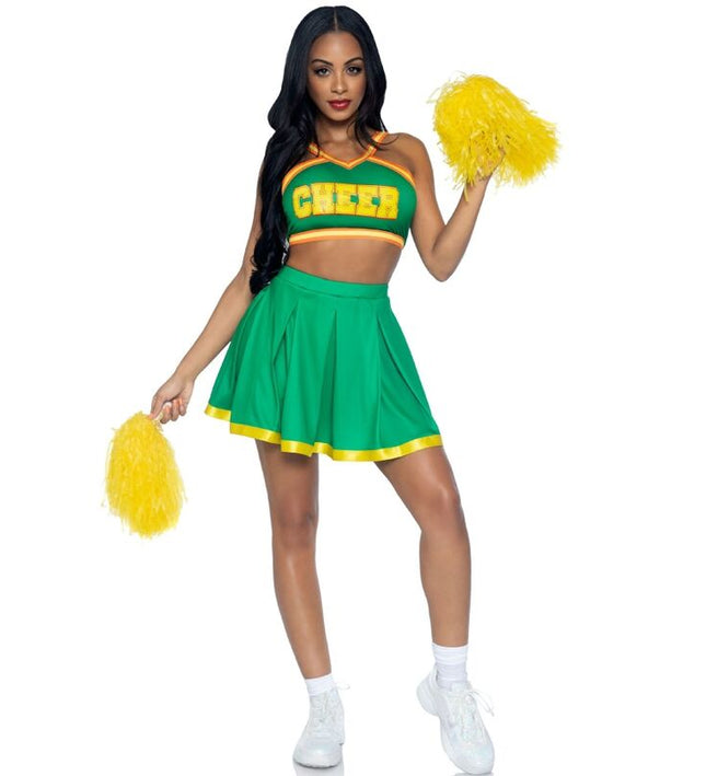 LEG AVENUE - COSTUME CHEERLEADER GREEN M/L