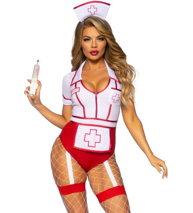 LEG AVENUE - SEXY NURSE COSTUME RED/WHITE S