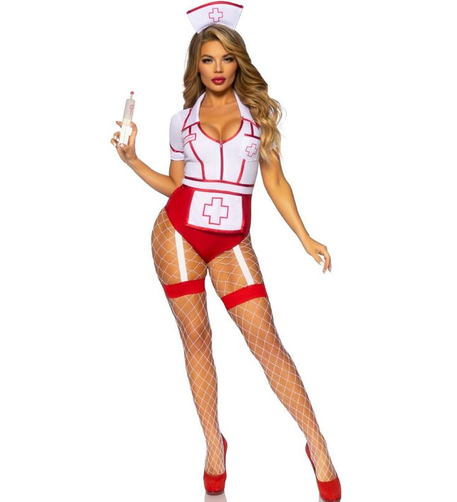LEG AVENUE - SEXY NURSE COSTUME RED/WHITE M