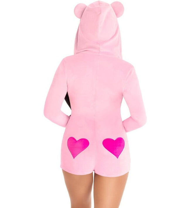 LEG AVENUE - TEDDY BEAR VELVET BODYSUIT PINK S