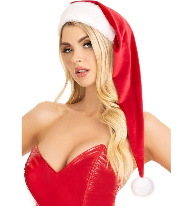 LEG AVENUE - LONG VELVET PLUSH SANTA HAT RED