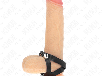KINK - LEATHER PENIS RING WITH PRESSURE CLOSURE 39 X 1 CM