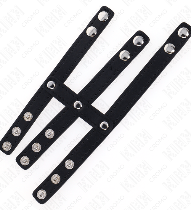 KINK - TRIPLE LEATHER PENIS RING WITH PRESSURE CLOSURE