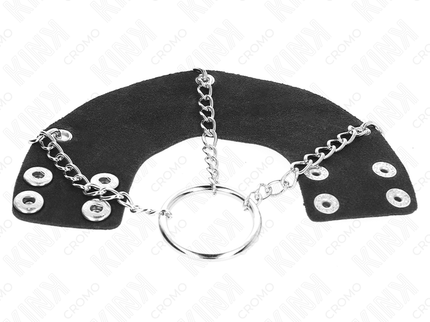 KINK - PENIS RING 4 CM CHAIN 7 CM METAL WITH LEATHER BELT