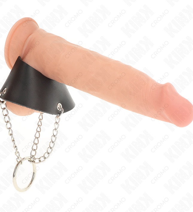 KINK - PENIS RING 4 CM CHAIN 7 CM METAL WITH LEATHER BELT