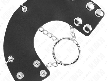 KINK - PENIS RING 4 CM CHAIN 7 CM METAL WITH LEATHER BELT