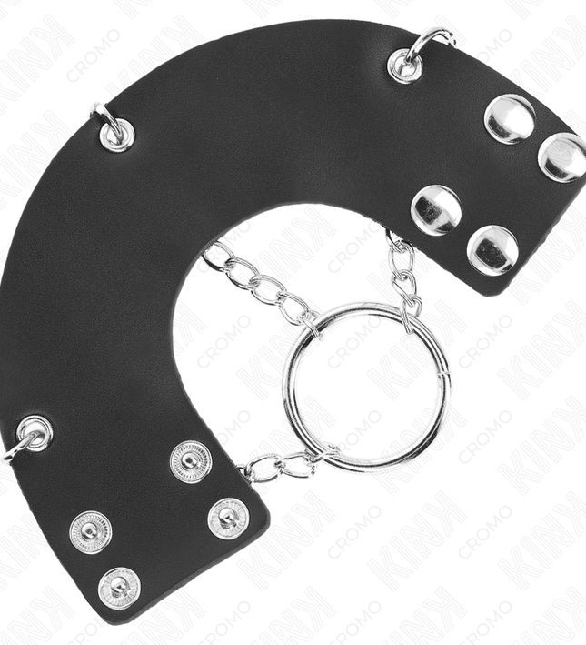 KINK - PENIS RING 4 CM CHAIN 7 CM METAL WITH LEATHER BELT