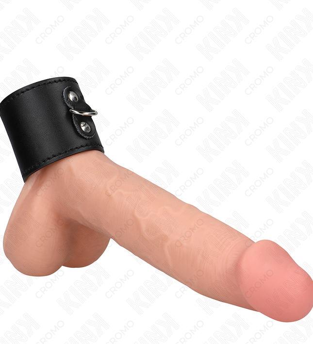 KINK - LEATHER PENIS RING WITH PRESSURE CLOSURE 18 X 5 CM