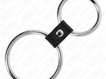 KINK - DOUBLE METAL PENIS RING 3.7 CM TO 5 CM CONNECTED BY LEATHER STRAP MODEL 1