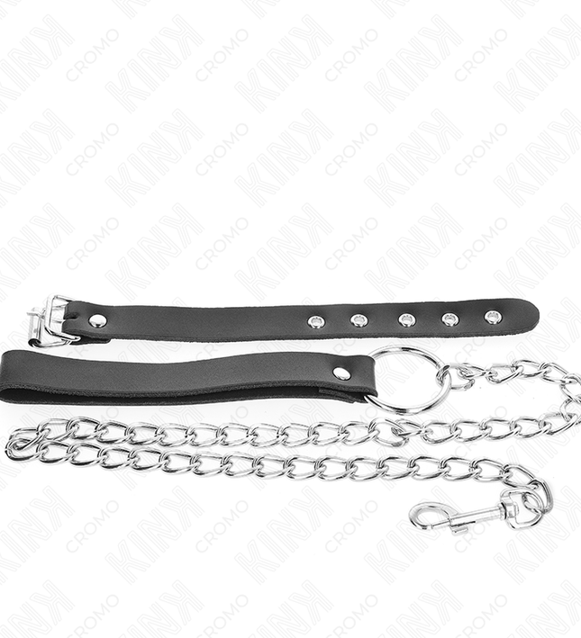 KINK - LEATHER PENIS RING WITH STRAP 21.5 X 2 CM AND METAL CHAIN 60 CM