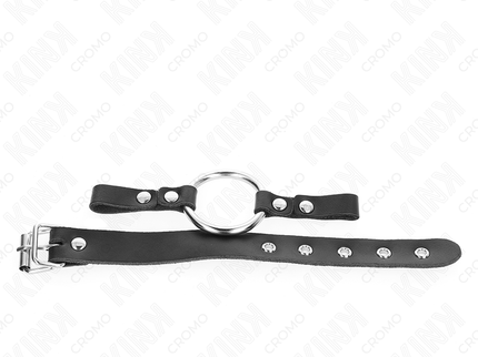 KINK - LEATHER PENIS RING WITH BUCKLE CLOSURE 22 X 2 CM WITH METAL RING 4 CM