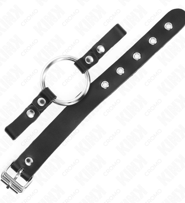 KINK - LEATHER PENIS RING WITH BUCKLE CLOSURE 22 X 2 CM WITH METAL RING 4 CM