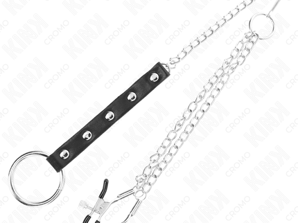 KINK - METAL PENIS RING WITH CHAIN AND ADJUSTABLE NIPPLE CLAMPS
