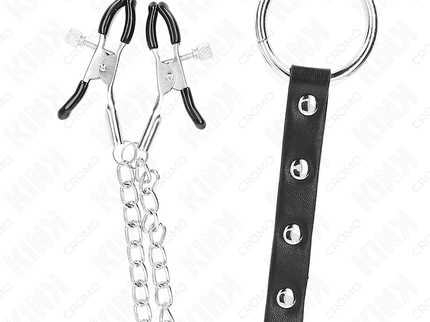 KINK - METAL PENIS RING WITH CHAIN AND ADJUSTABLE NIPPLE CLAMPS
