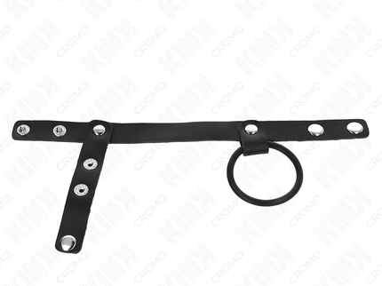 KINK - SILICONE PENIS RING 3.8 CM WITH BALL DIVIDER AND LEATHER STRAP 22 X 1.5 CM