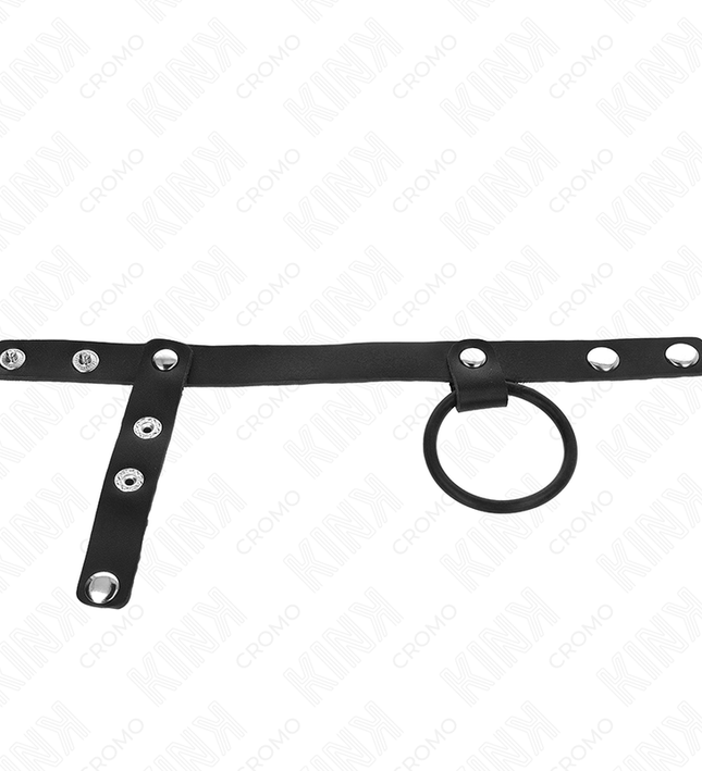 KINK - SILICONE PENIS RING 3.8 CM WITH BALL DIVIDER AND LEATHER STRAP 22 X 1.5 CM