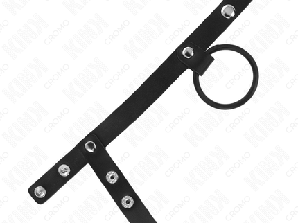 KINK - SILICONE PENIS RING 3.8 CM WITH BALL DIVIDER AND LEATHER STRAP 22 X 1.5 CM