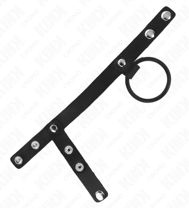 KINK - SILICONE PENIS RING 3.8 CM WITH BALL DIVIDER AND LEATHER STRAP 22 X 1.5 CM