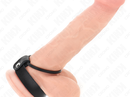 KINK - SILICONE PENIS RING 3.8 CM WITH BALL DIVIDER AND LEATHER STRAP 22 X 1.5 CM