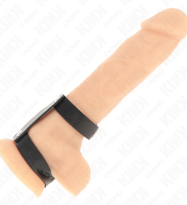 KINK - ADJUSTABLE DOUBLE LEATHER PENIS RING