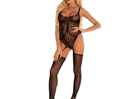 LIVCO CORSETTI FASHION - IMRAMA LC 17344 BODYSTOCKING CROTCHLESS BLACK S/L