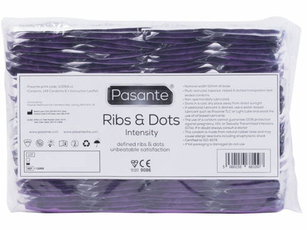 PASANTE - RIBS & DOTS INTENSITY CONDOMS 144 UNITS