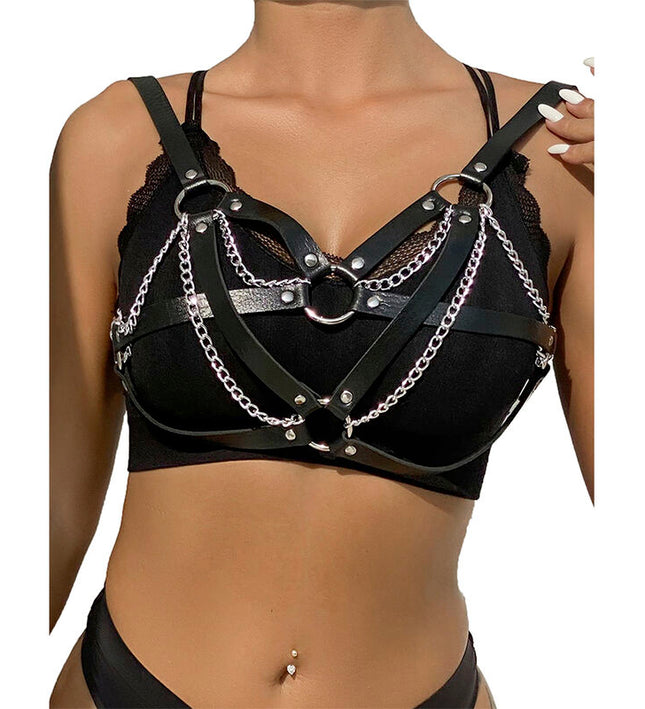 SUBBLIME - 953713 PUNK BONDAGE BELT METAL BUCKLE BLACK ONE SIZE