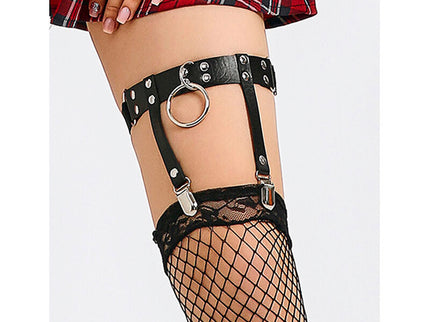 SUBBLIME - 953744 ADJUSTABLE LEATHER PUNK GARTER BLACK ONE SIZE