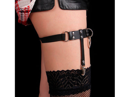 SUBBLIME - 953744 ADJUSTABLE LEATHER PUNK GARTER BLACK ONE SIZE