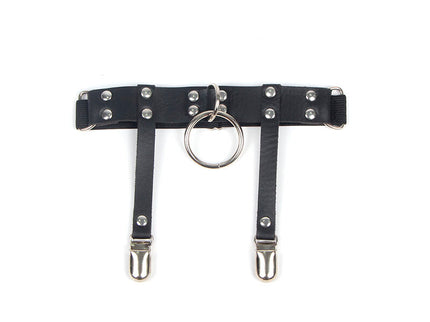 SUBBLIME - 953744 ADJUSTABLE LEATHER PUNK GARTER BLACK ONE SIZE