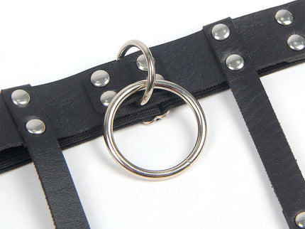 SUBBLIME - 953744 ADJUSTABLE LEATHER PUNK GARTER BLACK ONE SIZE