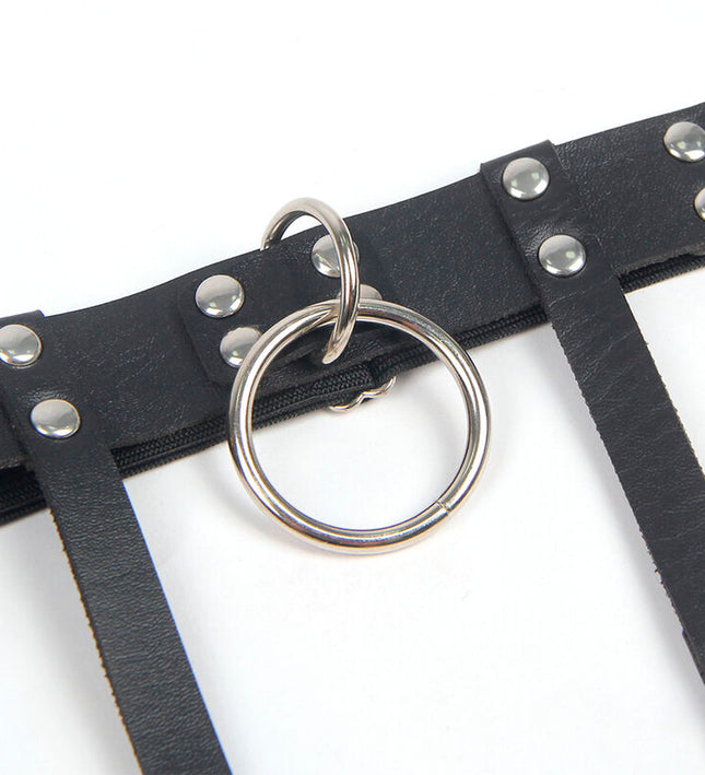 SUBBLIME - 953744 ADJUSTABLE LEATHER PUNK GARTER BLACK ONE SIZE