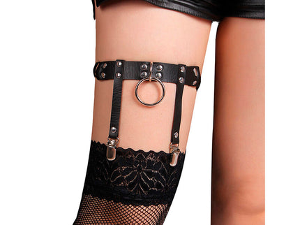 SUBBLIME - 953744 ADJUSTABLE LEATHER PUNK GARTER BLACK ONE SIZE