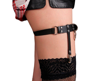 SUBBLIME - 953744 ADJUSTABLE LEATHER PUNK GARTER BLACK ONE SIZE
