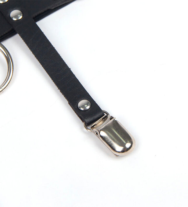 SUBBLIME - 953744 ADJUSTABLE LEATHER PUNK GARTER BLACK ONE SIZE