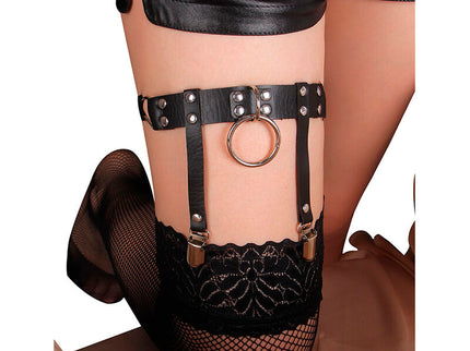 SUBBLIME - 953744 ADJUSTABLE LEATHER PUNK GARTER BLACK ONE SIZE