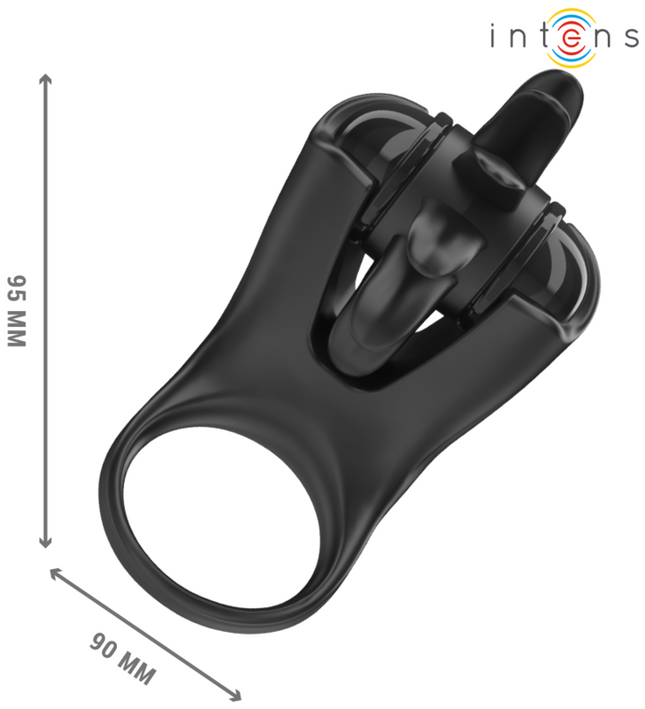 INTENSE - MABEL VIBRATING RING 10 VIBRATIONS WITH CLITORIS STIMULATOR BLACK