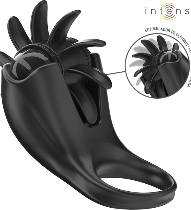 INTENSE - MABEL VIBRATING RING 10 VIBRATIONS WITH CLITORIS STIMULATOR BLACK