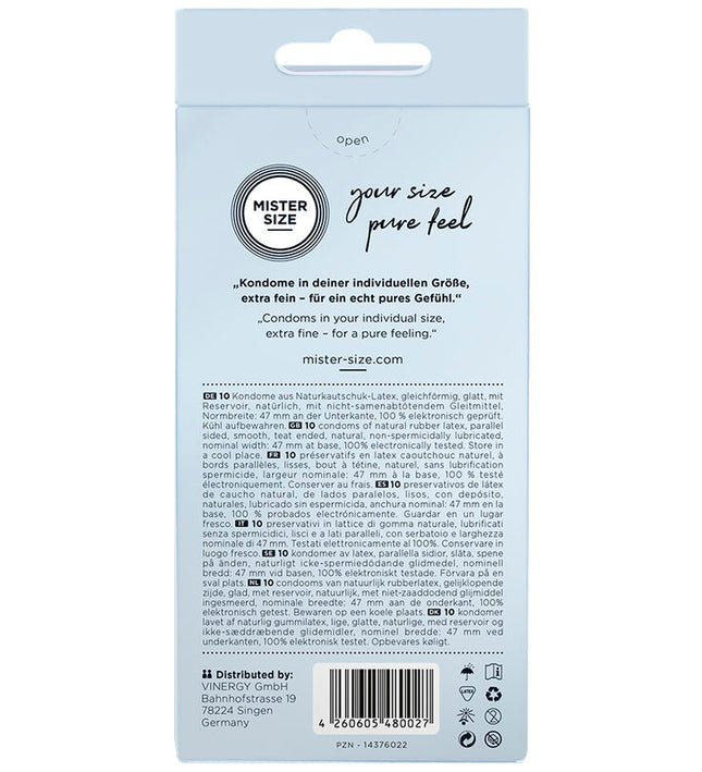 MISTER SIZE - CONDOMS SIZE XS 47 MM (10 UNITS)