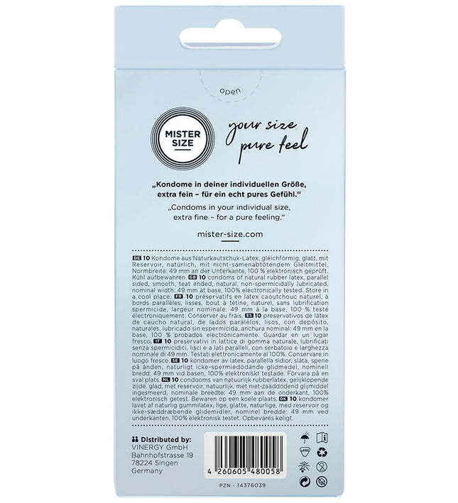 MISTER SIZE - CONDOM SIZE S 49 MM (10 UNITS)