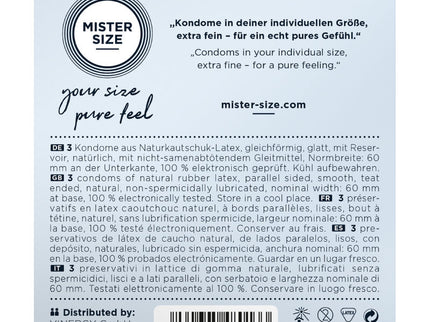 MISTER SIZE - CONDOM SIZE XL 60 MM (3 UNITS)