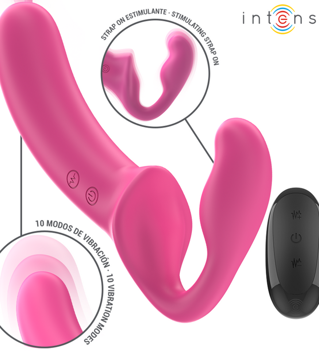 INTENSE - AMY DOUBLE VIBRATOR 20 CM PINK REMOTE CONTROL