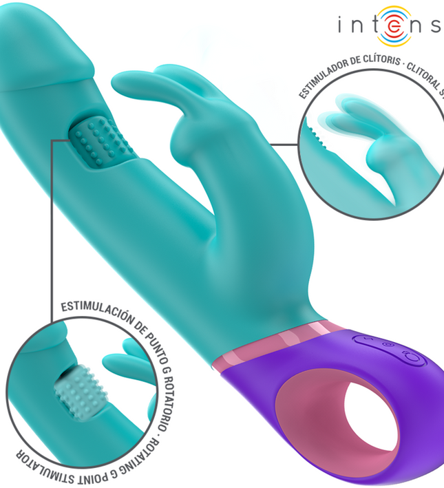 INTENSE - MONICA RABBIT VIBRATOR WITH ROTATING G-SPOT STIMULATOR BLUE