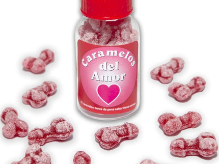 DIABLO PICANTE - 12 PENIS-SHAPED LOVE CANDIES STRAWBERRY/CHERRY