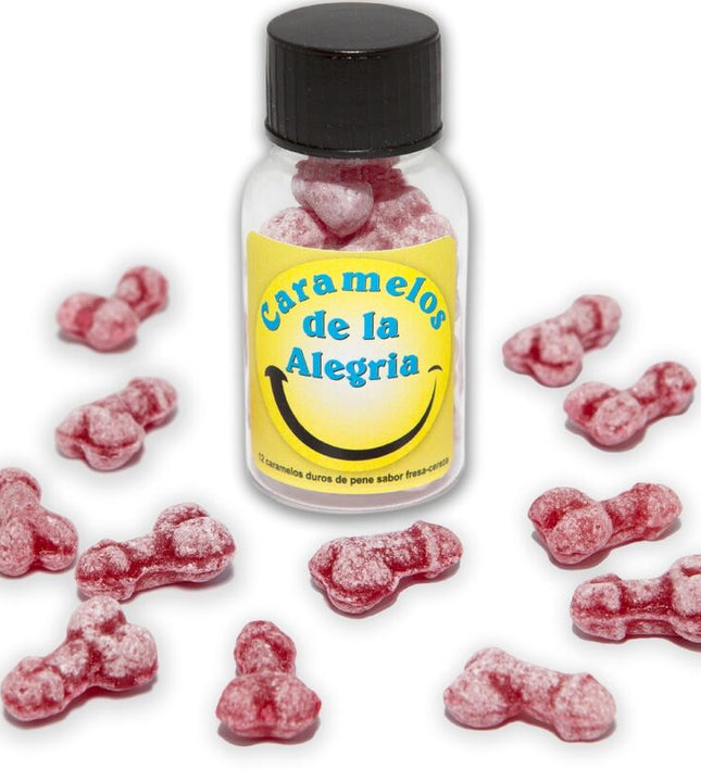 DIABLO PICANTE - 12 PENIS-SHAPED JOY CANDIES STRAWBERRY/CHERRY