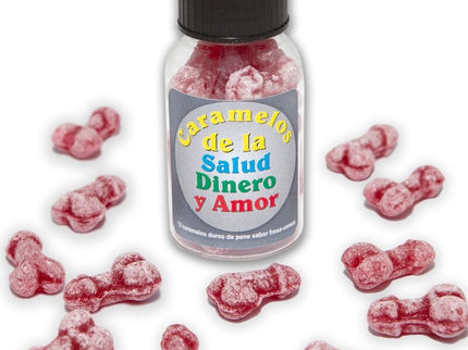 DIABLO PICANTE - 12 HEALTH-MONEY-LOVE CANDIES PENIS SHAPE STRAWBERRY/CHERRY