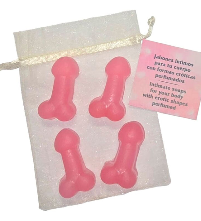 DIABLO PICANTE - 4 PENIS-SHAPED PERFUMED MINI SOAPS PINK