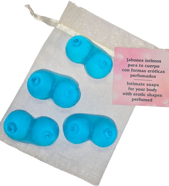 DIABLO PICANTE - 4 MINI SCENTED SOAPS SHAPED BREASTS BLUE