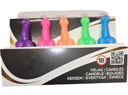 DIABLO PICANTE - BOX OF 5 PENIS-SHAPED CANDLES IN DIFFERENT COLORS